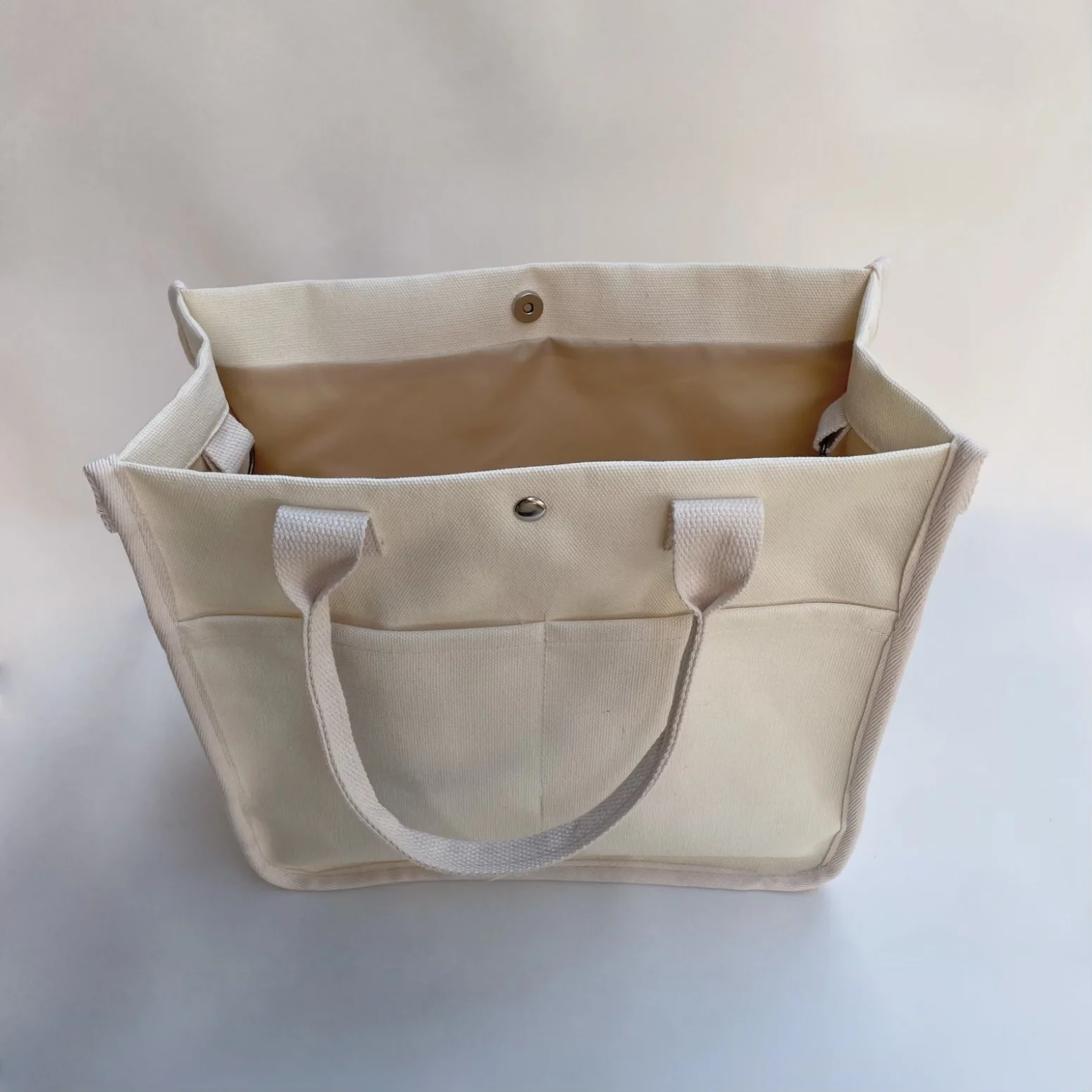 Large-capacity canvas bag, three-dimensional multi-pocket tote bag, simple and versatile crossbody bag, lunch box, handbag