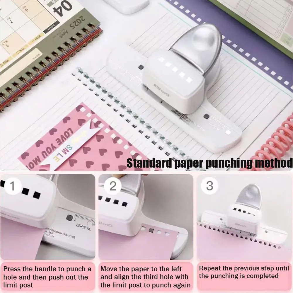 1PC 5-hole Square Binder Punch, Loose-leaf Book DIY Binding Supplies, Manual Labor-saving Hole Punch (Silver).