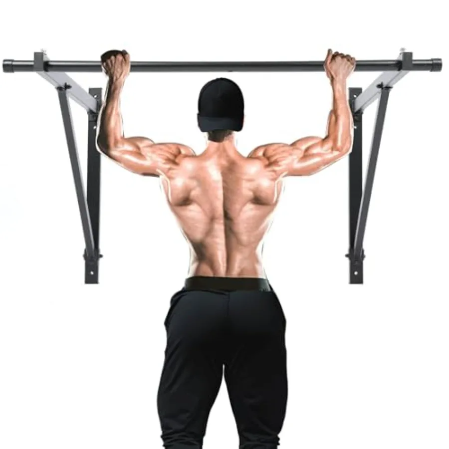 

Wall Mounted Pull Up Bar for Home Gym Use, Heavy Duty Steel, Black, Supports 500lbs