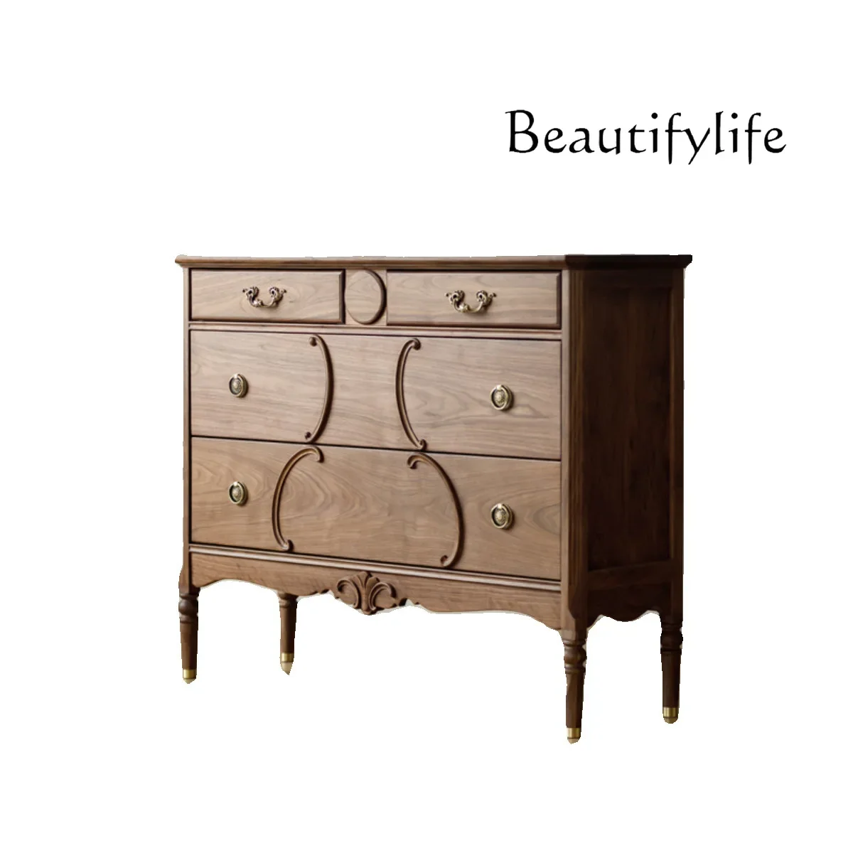 

American Retro Style Side Cabinet Solid Wood Household Minimalist Storage Cabinet