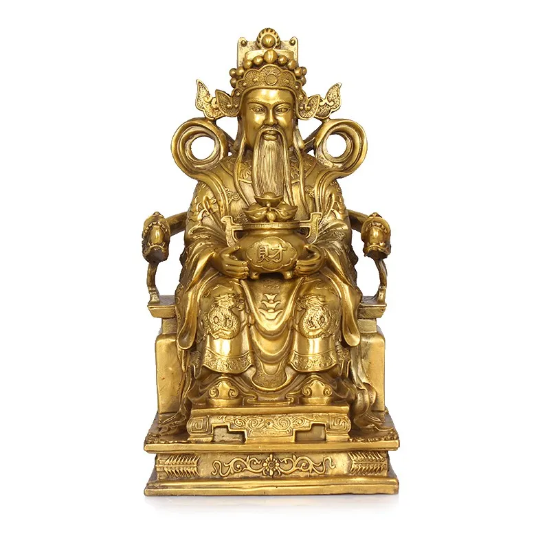 TOP GOOD LARGE # office home protective- Talisman House Cai Shen Ye God of wealth Money Drawing bronze statue