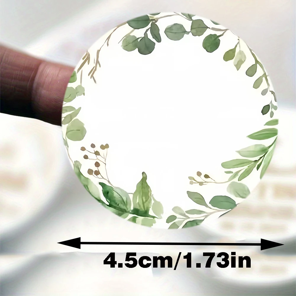 4.5cm Leaf Green Grass Logo, Customized Text Stickers, Wedding and Birthday Gift Boxes, Customized Design, Personalized Stickers