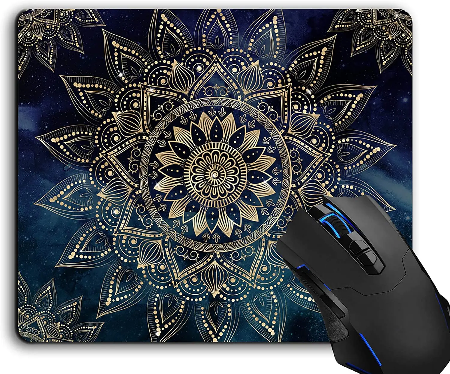 Elegant Gold Mandala Blue Galaxy Computer Mouse Pad Desk Accessories Non-Slip Rubber Base Mousepad for Laptop Mouse Pad