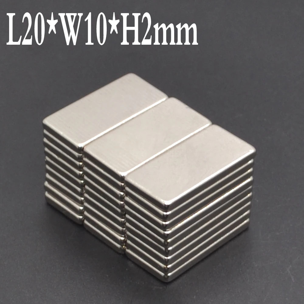 1/5/10//20/50/100/200Pcs 20x10x2 magnes neodymowy 20mm x 10mm x 2 N35 blok NdFeB Super mocny silny magnes stały imanes