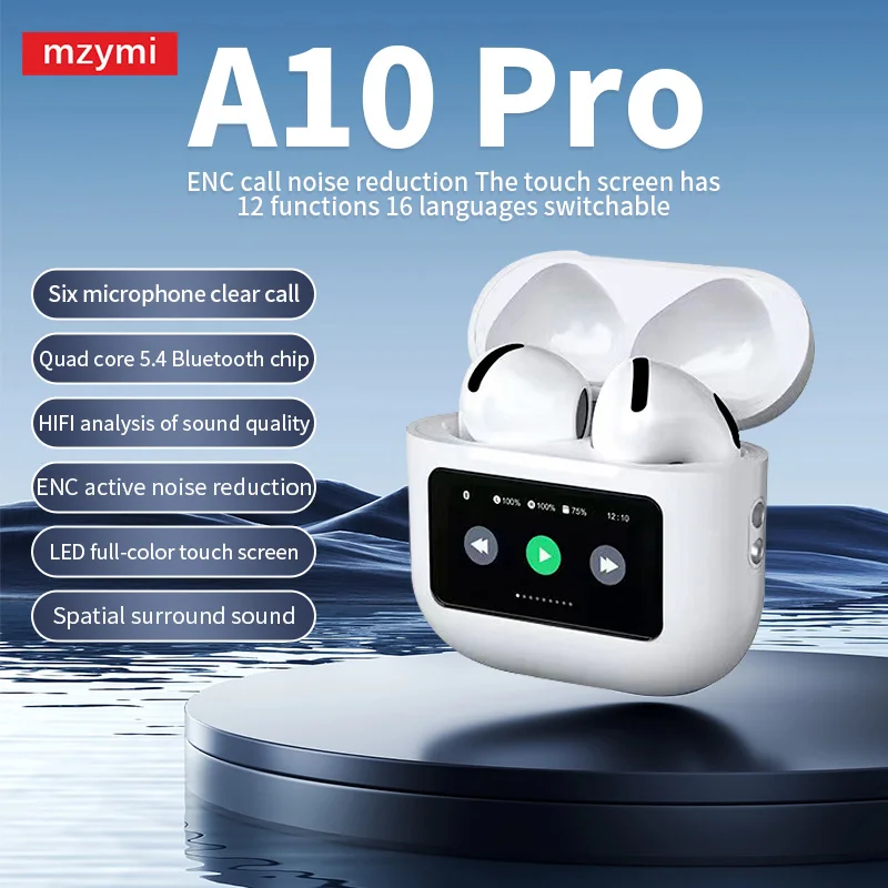 

mzymi A10 pro Wireless Earbuds Bluetooth5.4 Touch screen Earphones ENC Noise Cancelling Headphones With LED Display For XIAOMI