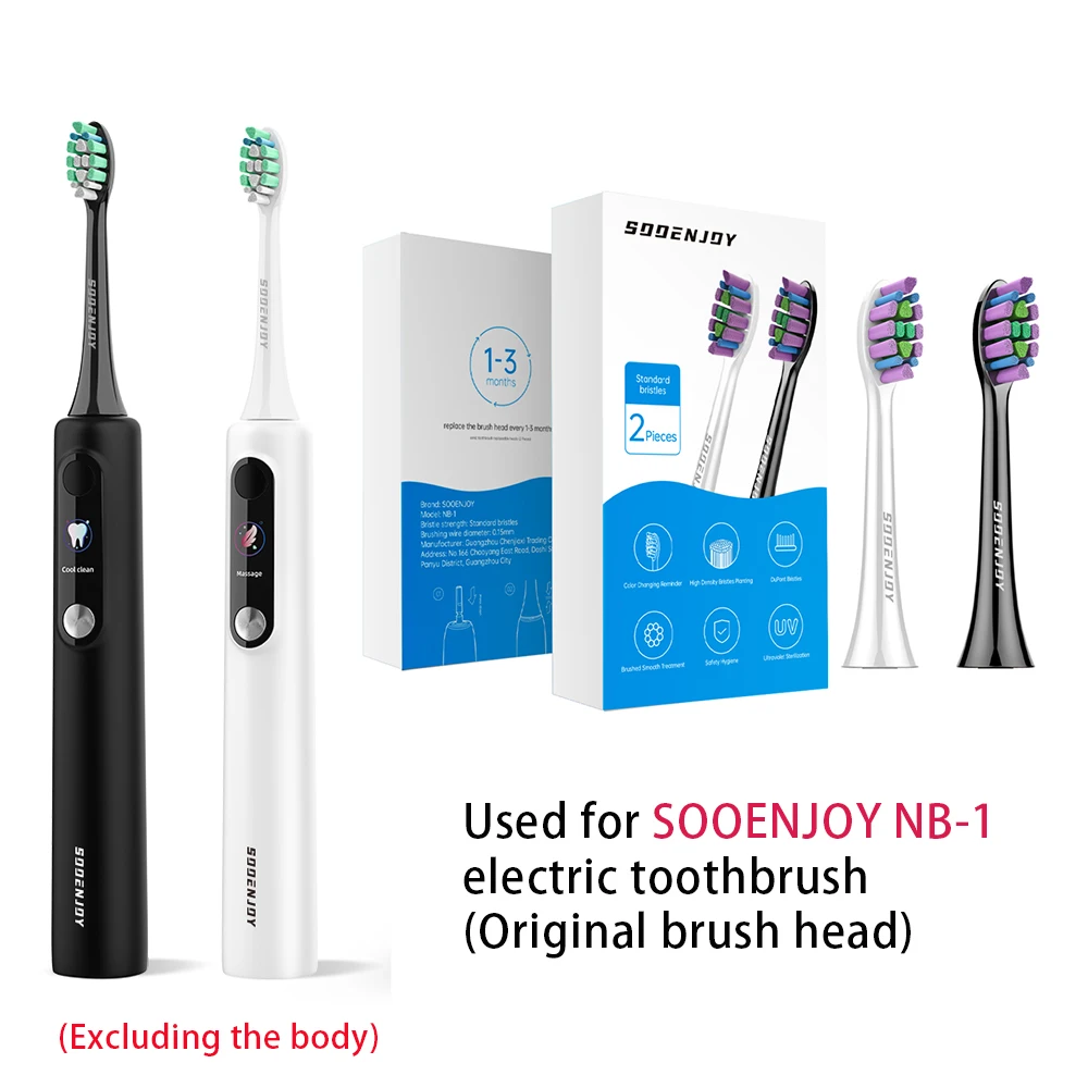 SOOENJOY-cabezales de repuesto originales para cepillo de dientes, cabezales de cepillo DuPont Soft Sristle para NB-1, Sonic, eléctrico, Teethbrush, NB-1