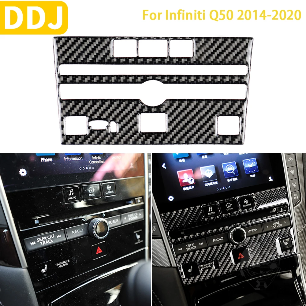 

For Infiniti Q50 2014-2020 Car Accessories Interior Carbon Fiber Central Control CD Panel Trim Sticker Modification Decoration