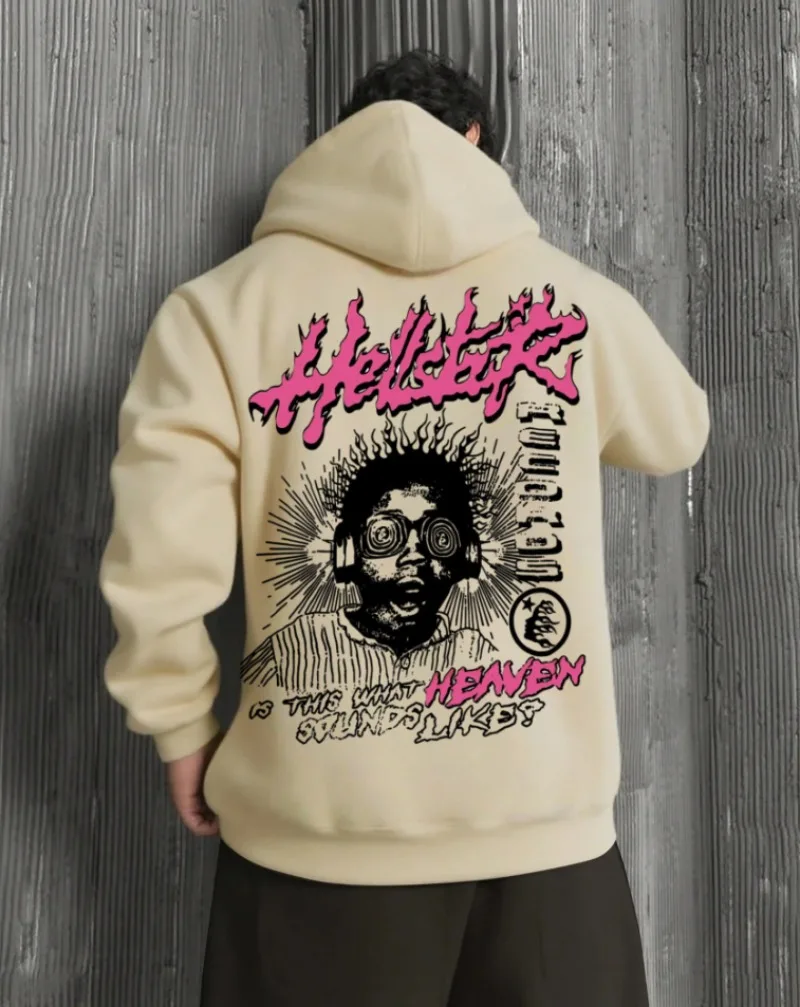2025 Paradise Sounds Kreativer und personalisierter bedruckter Herren-Herbst/Winter-Plus samtverdickter Y2K-Halloween-COS-Hoodie