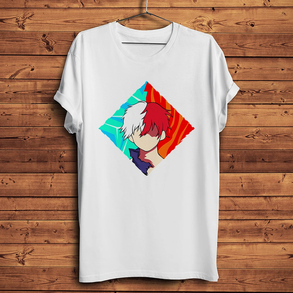 MHA,Hero Academia, cold hot shoto todoroki,funny anime TShirt,Men Short Sleeve Tee,Unisex Streetwear T-Shirt,no-sticker print