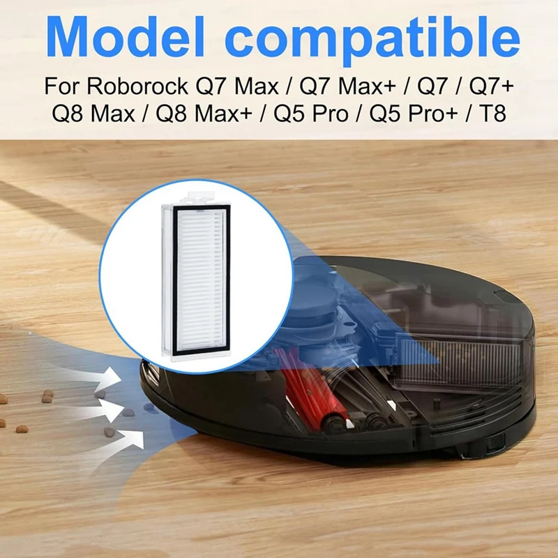 BAAG-Filter Hepa untuk Roborock Q7 Max/ Q7 Max +/ Q7/ Q7 +/ Q8 Max/ Q8 Max +/ Q5 Pro/ Q5 Pro +/ T8 Suku Cadang Penyedot Debu Robot