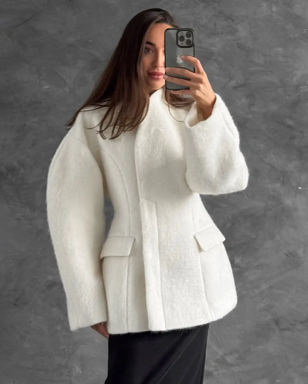 

2026 Spring New Outerwear Women Solid Waist Cinching Jacket Collarless Single-breasted Full Sleeve Pockets Coat Lady