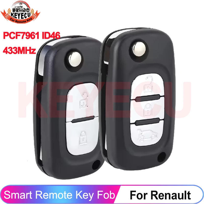 

KEYECU 2 Buttons ID46 PCF7961 Chip 433MHz For Renault Scenic III Megane III Fluence 2009-2015 Clio 3 Kangoo Master Modus Twingo