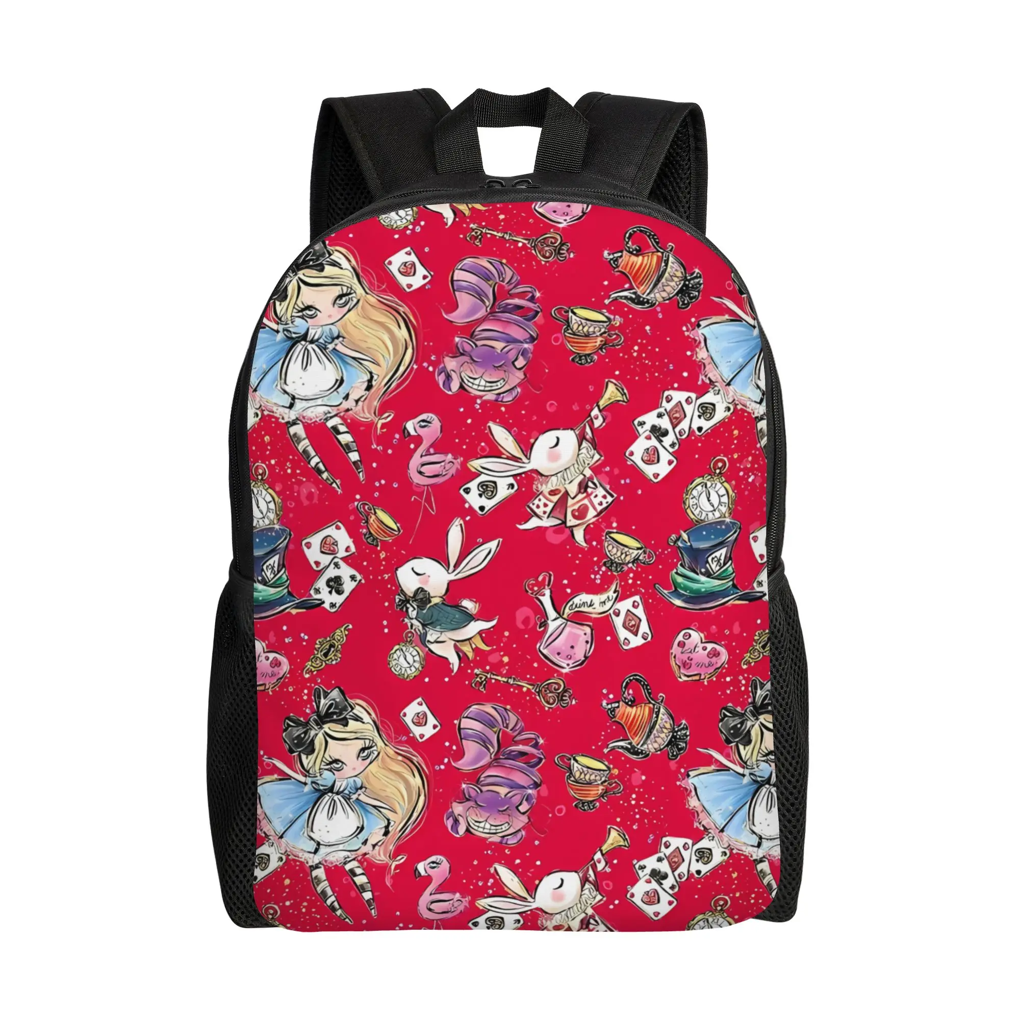 

Alice in Wonderland Storage Bag Back to school season Red Multi-Function Backpack