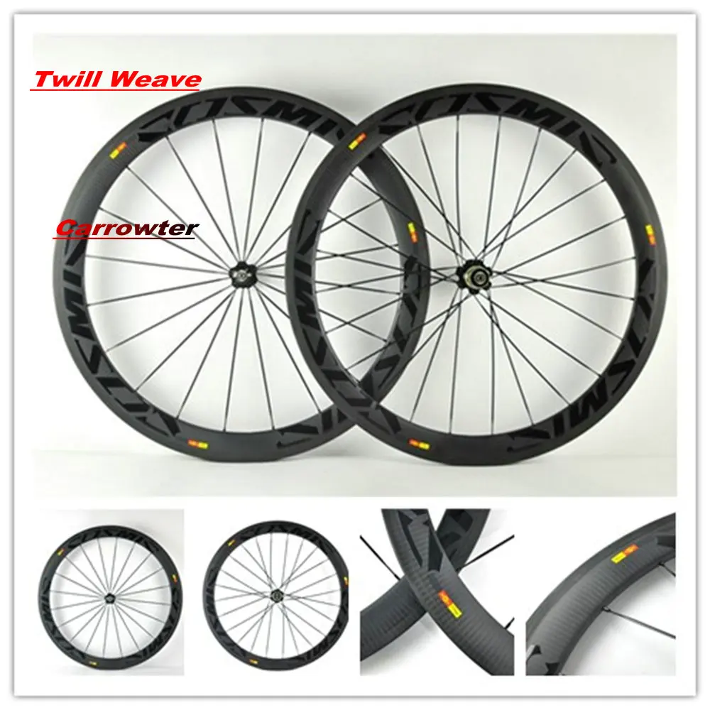 

Carbon Road Wheels Twill Weave Clincher Tubeless tubuler 50mm Rim Brake Disc Brake Hub Bicycle Carbon Wheelset