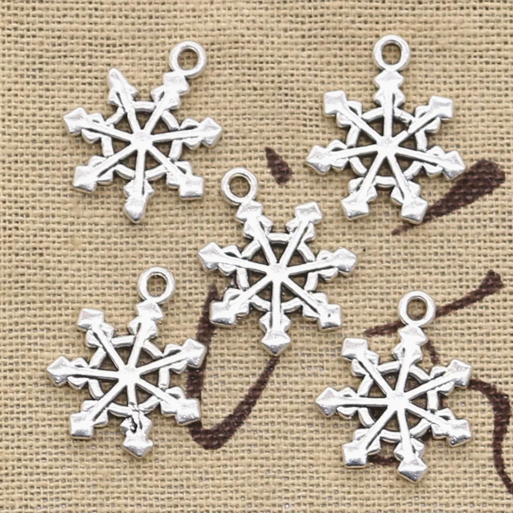 15pcs Charms Snowflake Snow 20x17mm Antique Silver Color Pendants Making DIY Handmade Tibetan Finding Jewelry