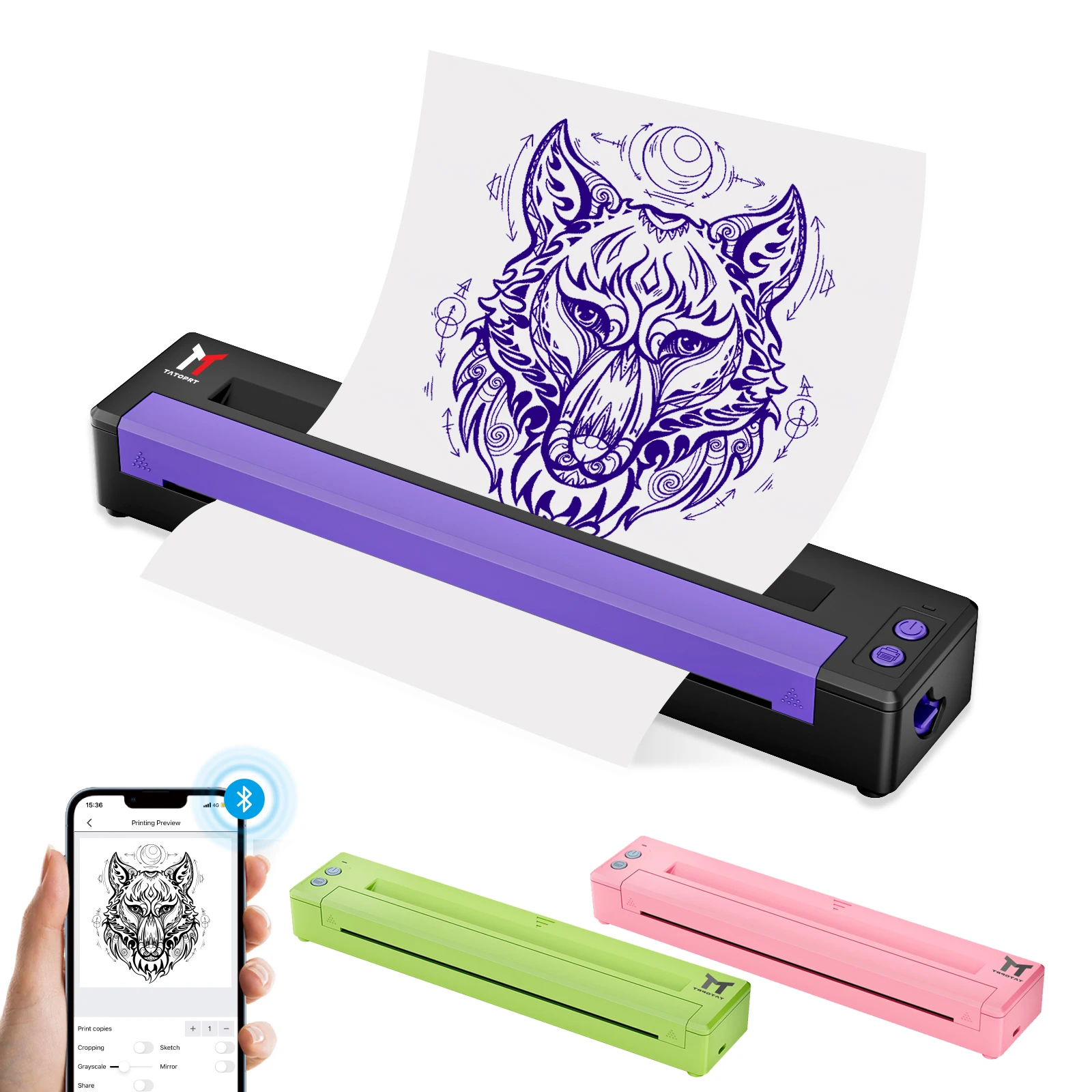 TATOPRT Tattoo Printer Transfer Machine Wireless Bluetooth Thermal Printer for Tattooing Beginners Compatible With Phone PC