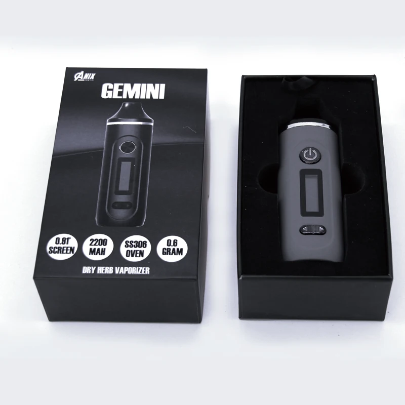 Original Anix Gemini Dry Herb Vaporizer Kit 2200mAh Battery Herbal Kit OLED Screen Stainless Steel Oven Heating Chamber Vape