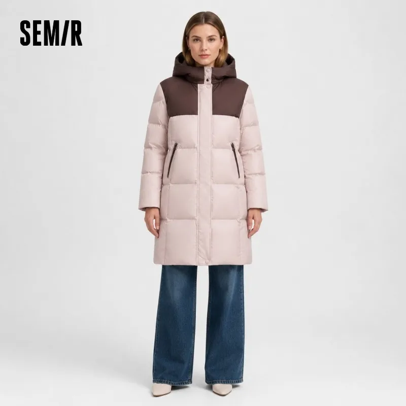 Semir Down Jacket Women Long Length Waterproof Oil-proof Stain-proof 2026 New Winter Detachable Hooded Winter Clothing Coats