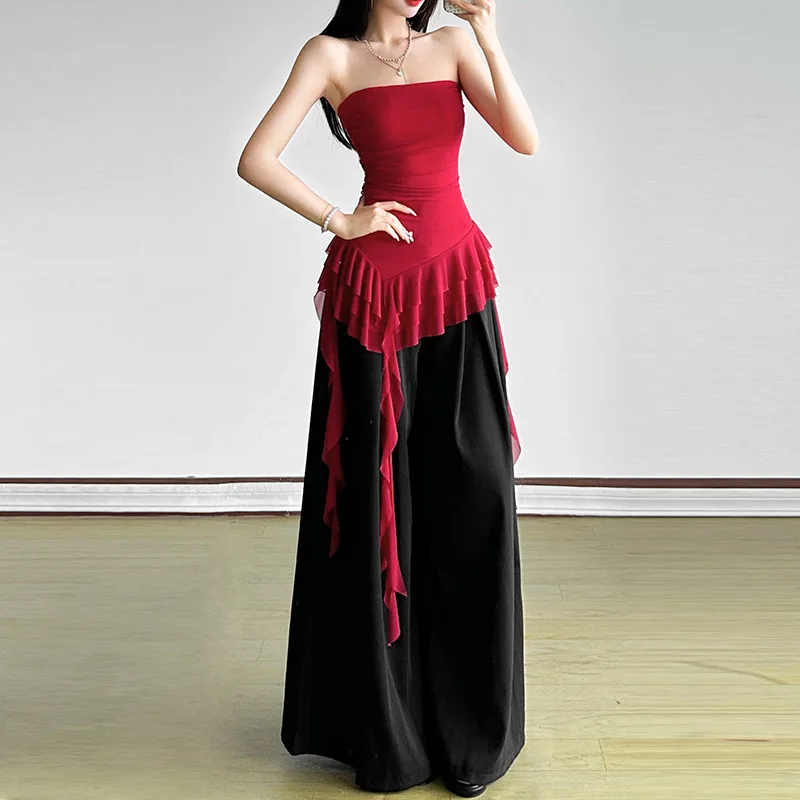 Lente 2025, nieuwe dames gebreide omslagborst, één schouder, onregelmatige golf, pure kleur, grensoverschrijdende sle, faionable top