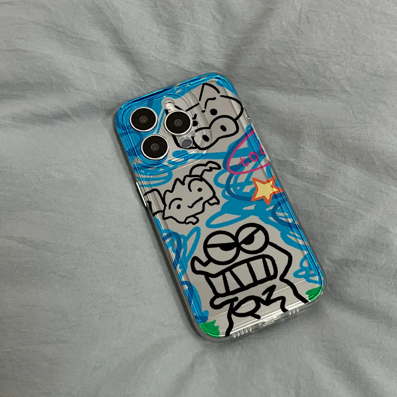 Cartoon Graffiti Dinosaur Phone Case For iPhone 16 15 14 13 12 11 Pro Max XR XS MAX 7 8 Plus Y2K Lovable Anti Fall Back Cover