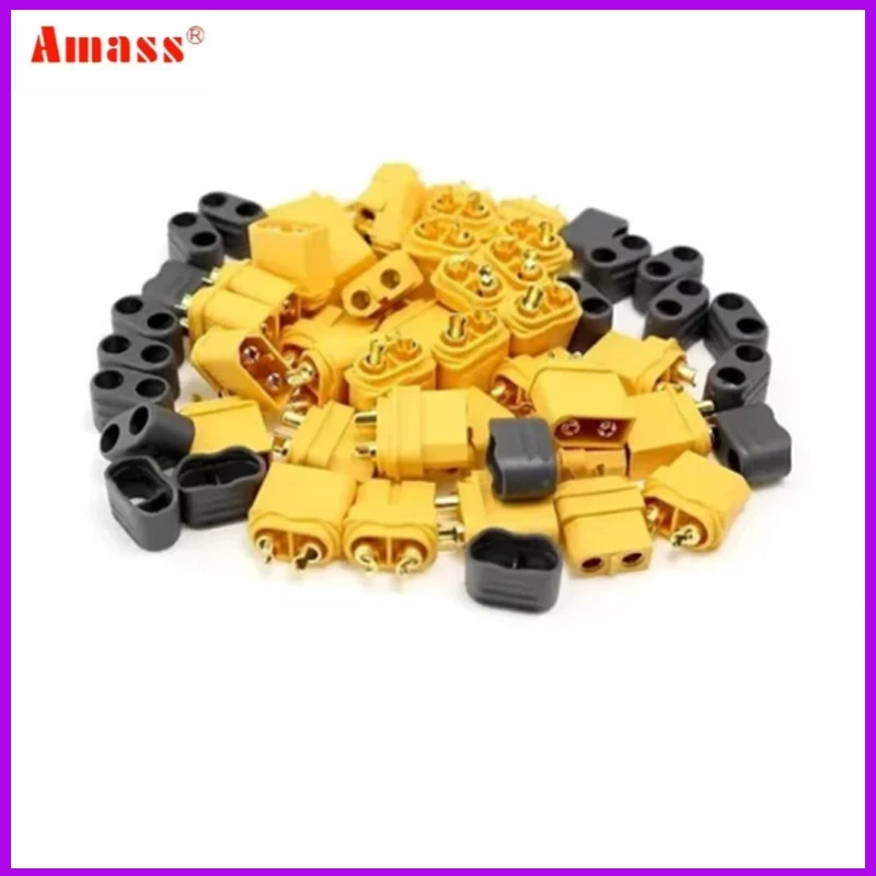 10PCS AMASS XT60H + XT60 Connector with Cover Protection Male Female Power Plug with Sheath for Lipo Battery RC Planes Cars