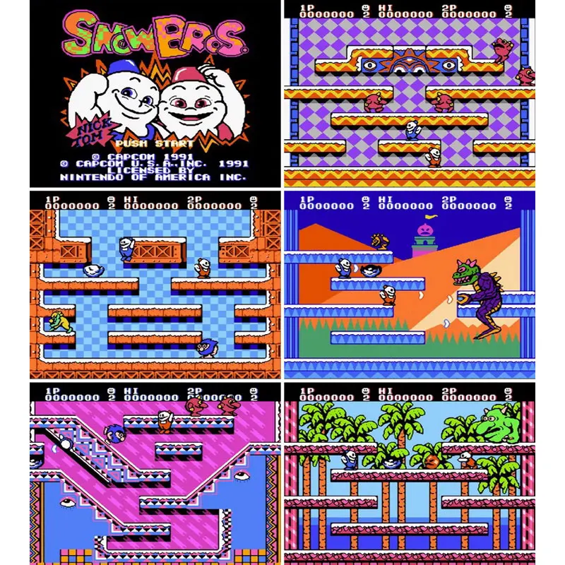 Snowbrothers cartucho de juego de 8 bits para consola de TV de 60 Pines, versión japonesa