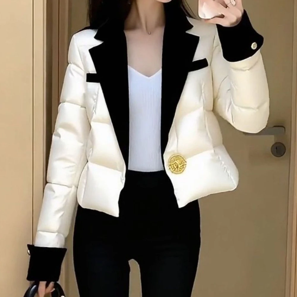 Warm 2026 New Foreign Style Unique Chic High-end Small Fragrance Pink Cotton Clothes Women Winter Thick