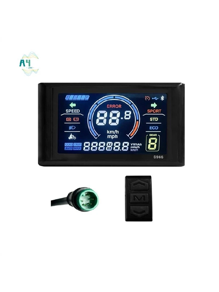 AliExpress NONE A40Z-Electric Bike Display 24V-72V Waterproof LCD Display S966 Electric Bike Controller Panel Dashboard,Waterproof Connector Dur