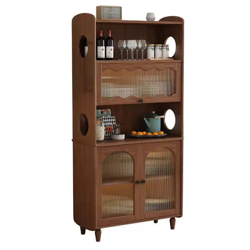 

Retro medieval glass side cabinet wine cabinet display storage against the wall household living room vertical cabinet TV