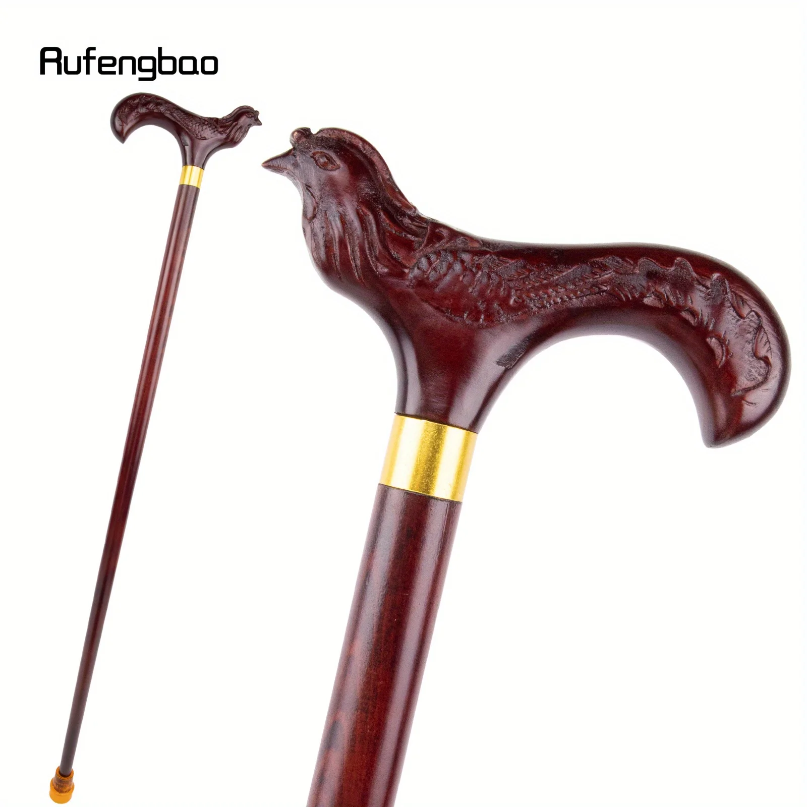 

Red Bird Phoenix Wooden Single Joint Fashion Stick Cospaly Cane Halloween Mace Crutch Wand Crosier 97cm Performance Stage Cane