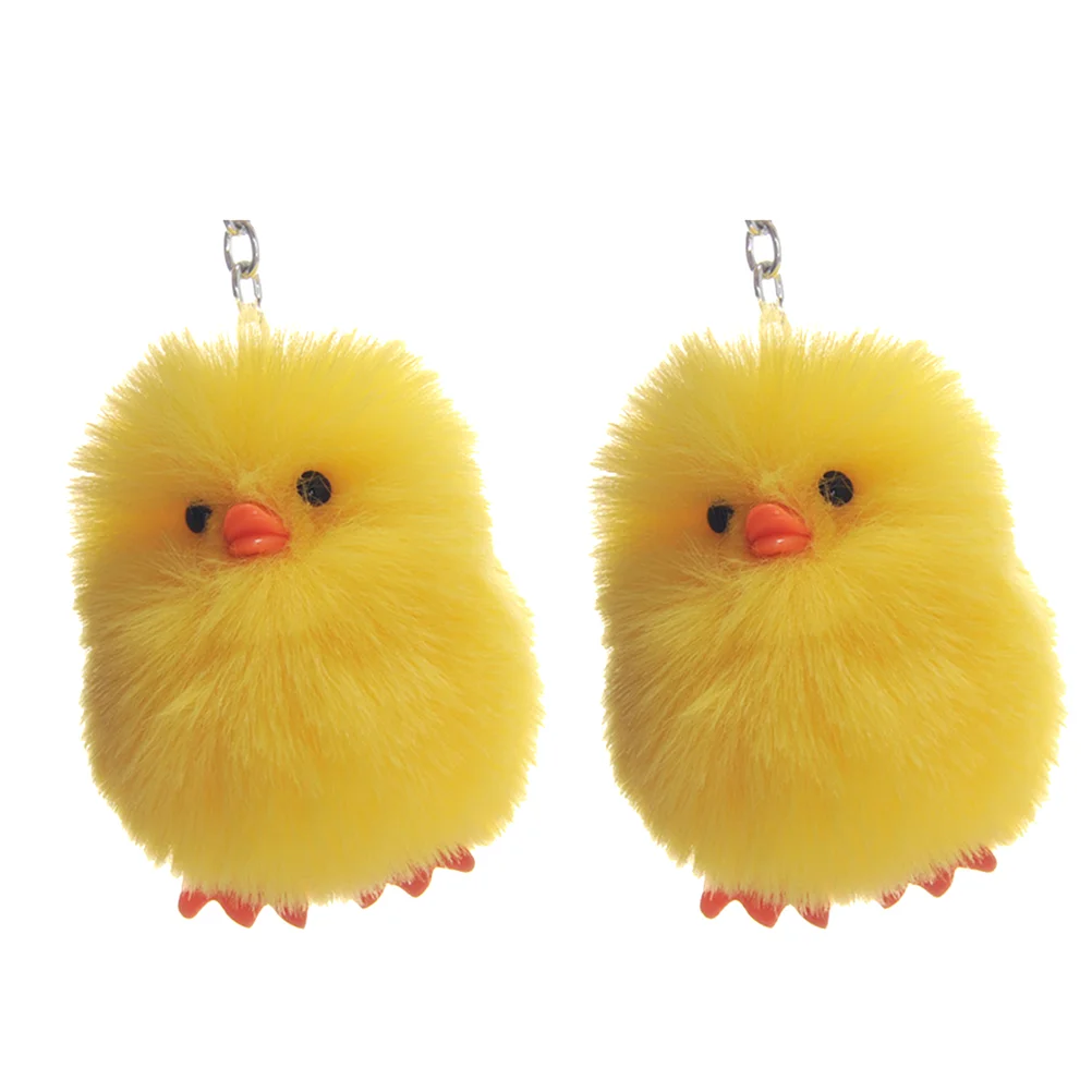 2 uds Adorable llavero amarillo de peluche llaveros creativos bolsa adorno colgante (amarillo) colgante de llavero