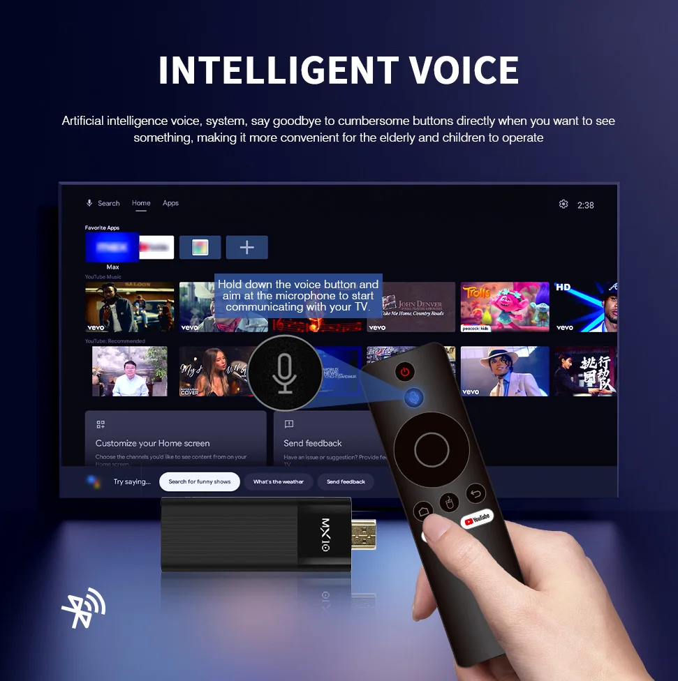 Google TV Stick MX10 F3PRO Allwinner H313 Cortex-A53 2GB RAM 16GB ROM Android 13 OS Chromecast مع صوت عن بعد TV Streamer
