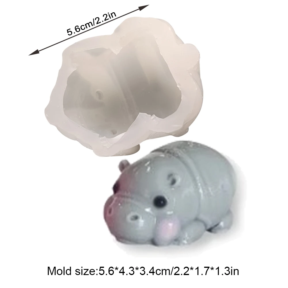 New Animal Cartoon Baby Hippo Food Grade Silicone Mold Chocolate Jelly Pudding Tool Hippopotamus Ice Cream Handmade Candle Mould