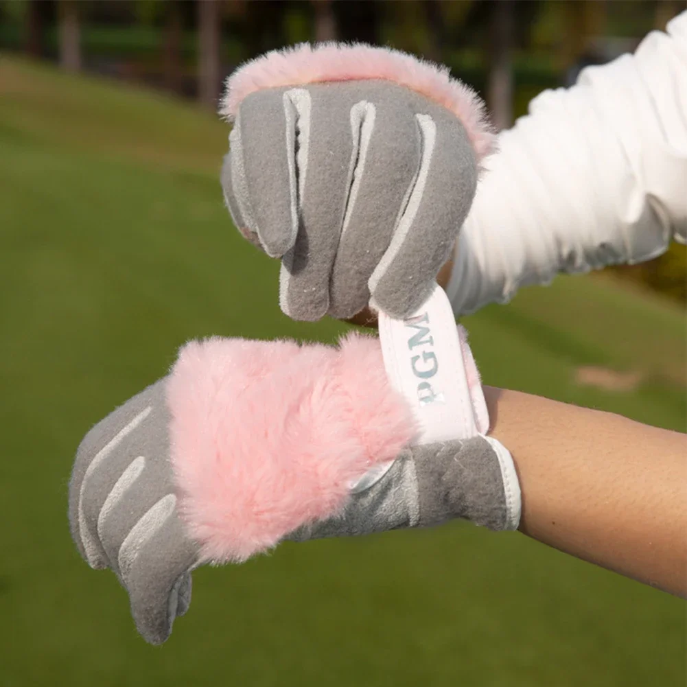 قفازات مستلزمات تدريب الجولف قفازات الجولف 1 زوج الشتاء المرأة قفازات الغولف أرنب الفراء مثل الحرارية معزول