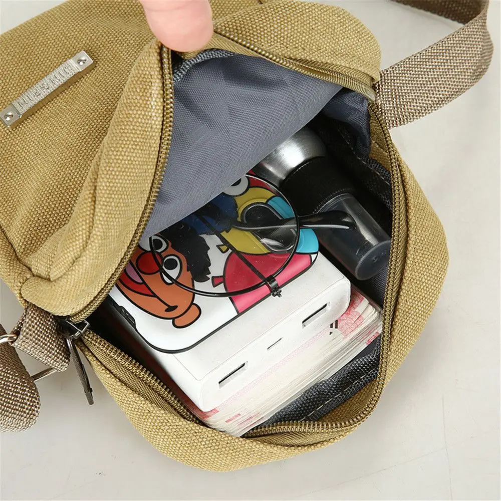 New Style Casual Canvas Men\'s Bag Shoulder Messenger Bag Small Backpack Handbags Outdoor Travel Mobile Phone Package Bags