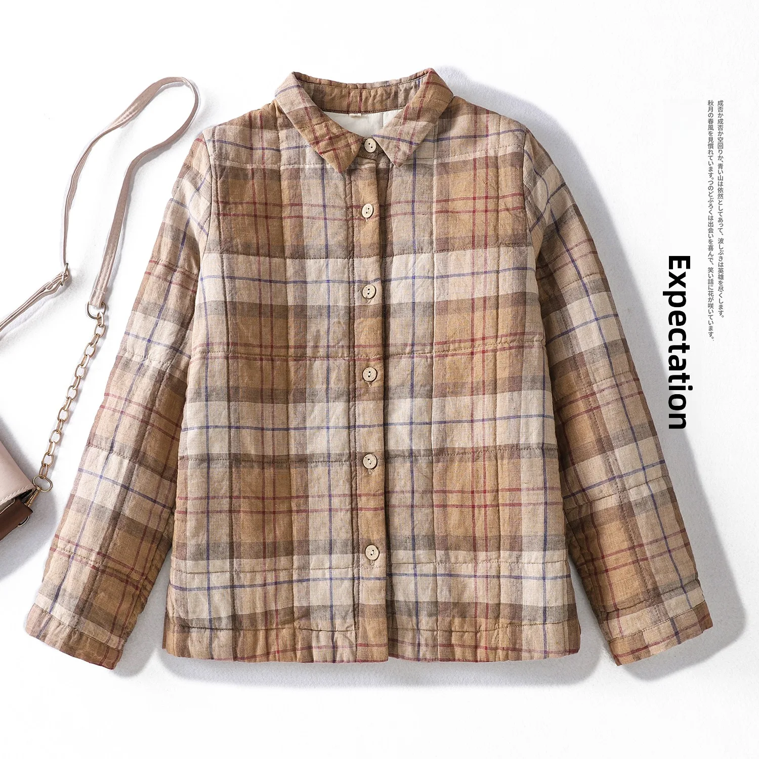 

Осенне-зимняя женская рубашка в клетку из утолщенного хлопка с длинным рукавом, тонкая, в стиле ретро, универсальная, из смесового хлопка, для делового и повседневного стиля