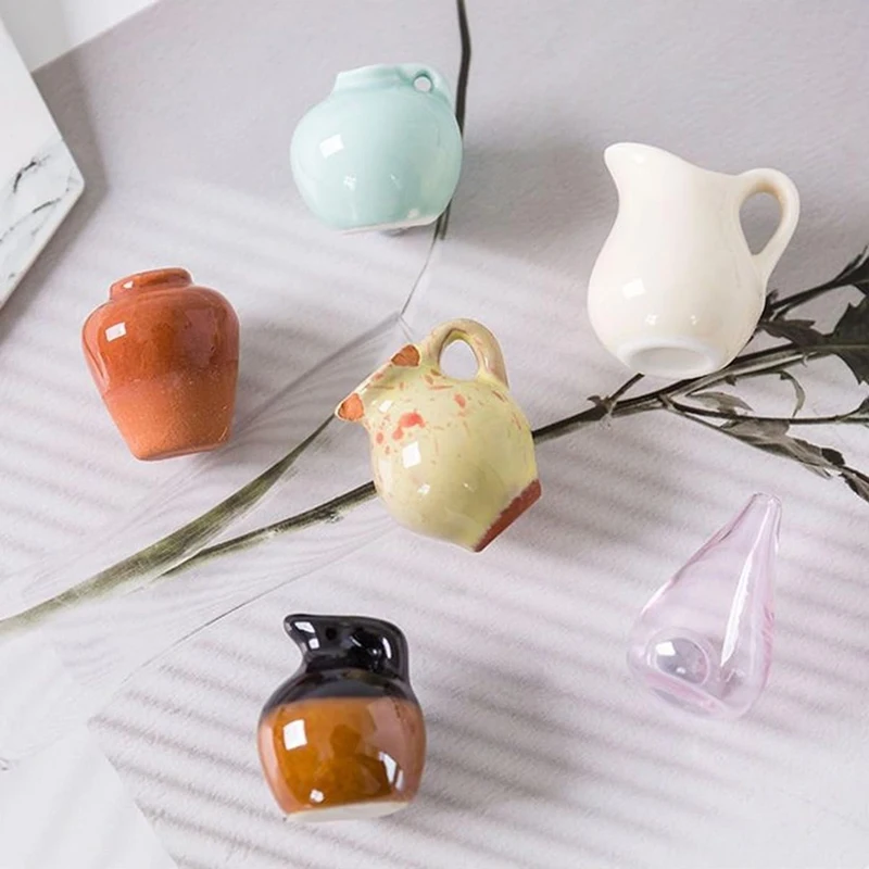 8PCS Mini Vase Magnets for Fridges Mini Ceramic Vase Refrigerator Magnets 3D Flower Vase Cute Plant Vase Fridge Magnet-ABFB
