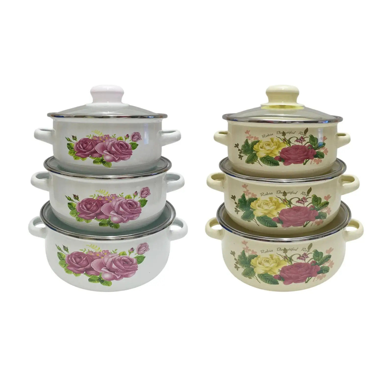 3x اليقطين المينا إناء عميق مع غطاء هووسورمينغ الهدايا غير عصا وعاء طباخ بطيء قوي المنزلية يلطخ وعاء ل حساء المطبخ