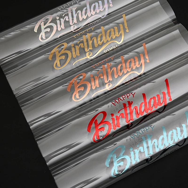 Korean Wrapping Paper for Flowers, Happy Birthday Stamping, Cellophane Art, DIY Craft, Hot Stamping Foil