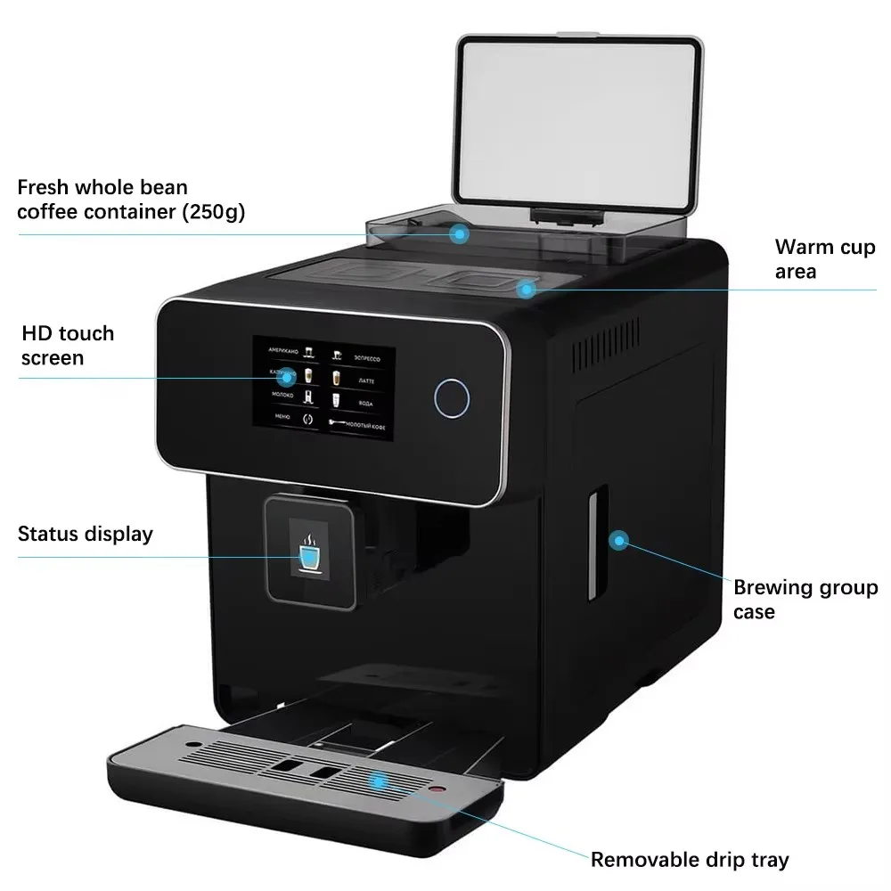 

Rooma A10 220V Fully Automatic 19 Bars Pressure Italian Coffee Machine-Household Hotel RV Use One Touch Brewing 30-Cup Capacity