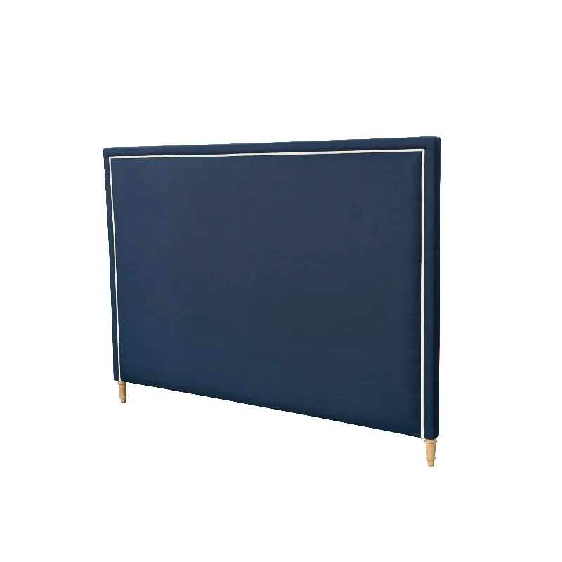 French luxury style soft linen upholstery with elegant lines, bedroom back panel, oak twisted leg headboard