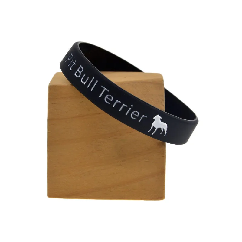 50 Pcs I Love My Pit Bull Terrier Silicone Wristband no Gender Rubber Hand Band Black