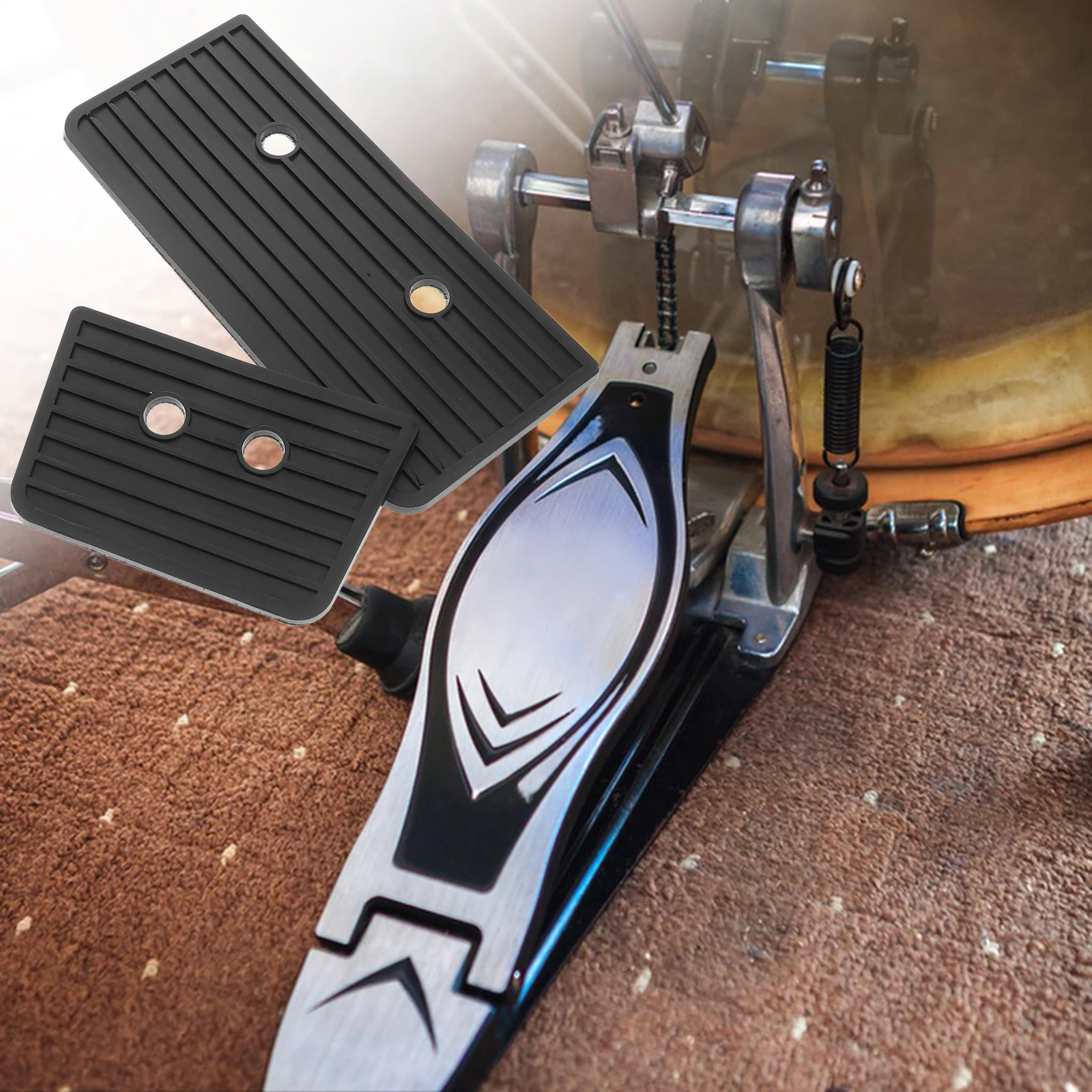 

2 Pcs Hammer Anti-slip Pad Bass Drum Guards Antiskid Mat Tape Non-slip Rubber Pads