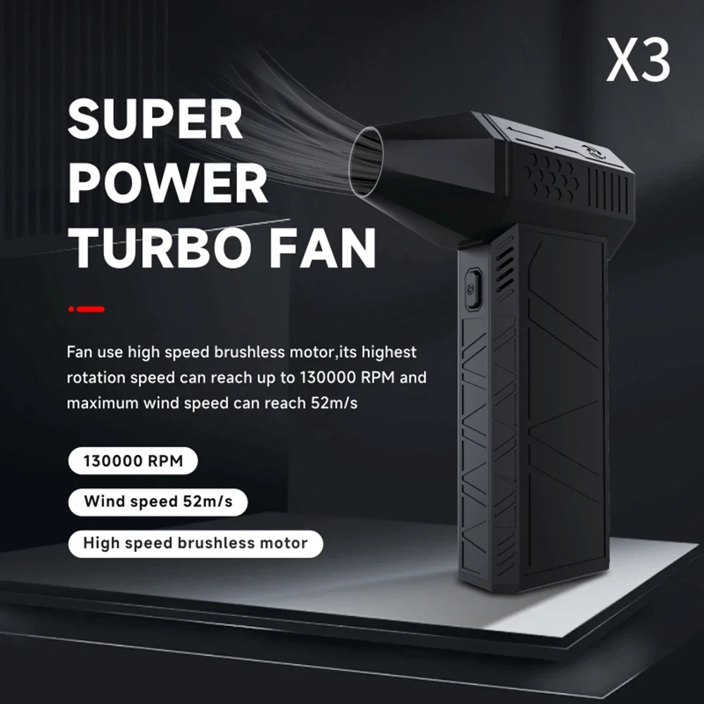 X3 Powerful Blower 52+M/S High Speed Duct Fan Mini Turbo Jet Fan 130000 RPM Turbo Violent Fan High-Performance Brushless Motor