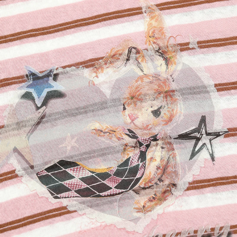 ELFSACK 2025 Autumn New Arrivals Casual Stripe Cartoon Embroidery Oversized Shirt Long Sleeve Shirt For Women