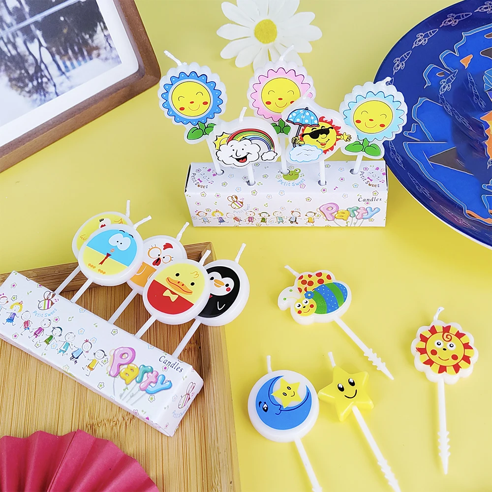 Kreative Blumen kuchen Dekoration alles Gute zum Geburtstag Kerze Kinder Party Cartoon Regenbogen Windmühle Mond Aktivität Dekoration