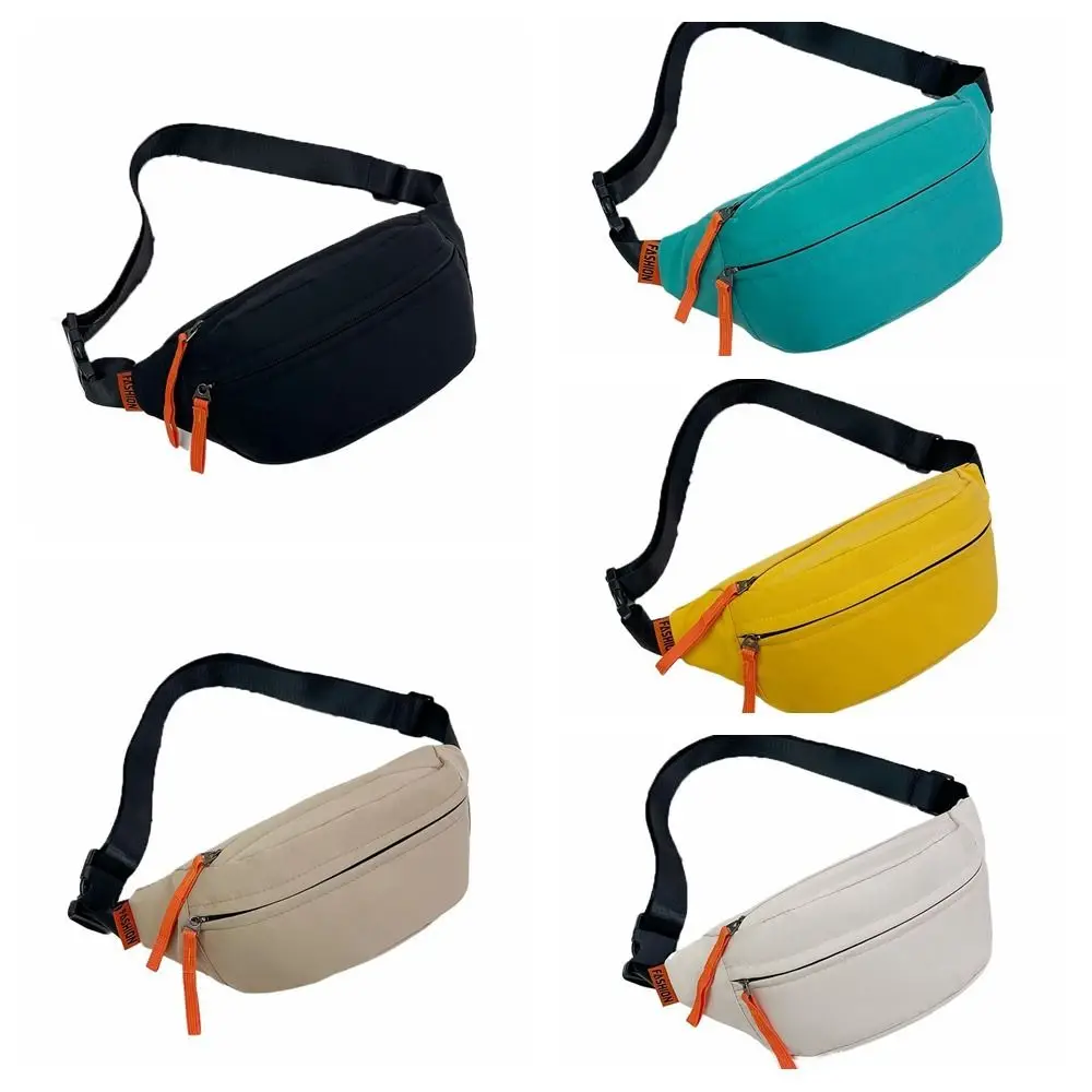 Сплошной цвет, нейлоновая поясная сумка, регулируемый плечевой ремень с несколькими карманами, мужская нагрудная сумка, большая вместительная сумка-банан, диагональная сумка на плечо