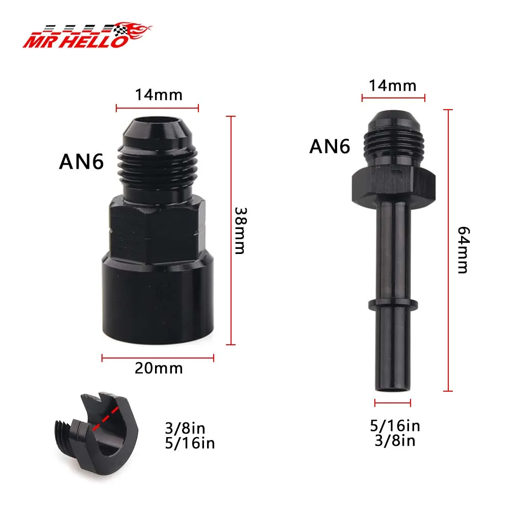 Aluminum Fuel Line EFI Adapter Fitting 6AN AN6 AN-6 Male to 3/8