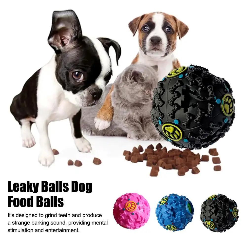 1PC Black Molars Bite Sound Toy Leaky Food Ball Dog Suitable for Large, Medium and Small Dogs Educational Toy Ball I4A3