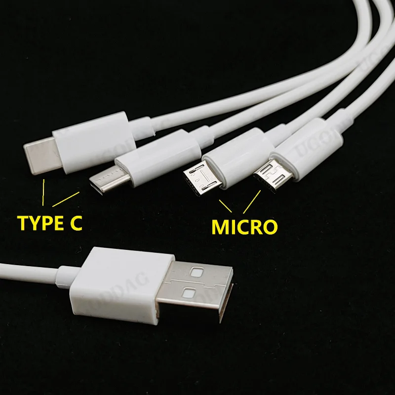 4 In 1 Multi Charging Cable USB To Micro USB Type C Cable Charging For Phone Tablet Charging Cord USB Charger Splitter Cable